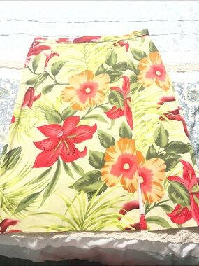 Patchington Yellow Swim Sarong with Red & Orange Floral Print